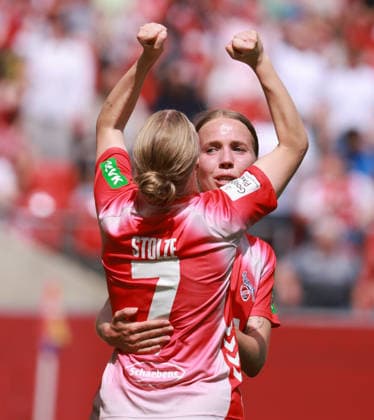 Goal celebration Anna Lena Stolze Cologne with Celina Degen Cologne , 1 FC Köln SV Werder Bremen, Google Pixel Womens Bundesliga, 24 Matchday, Cologne, Germany, 02 05 2026