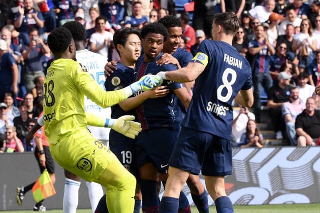 Paris Saint-Germain v FC Lorient - Ligue 1 McDonald s 2025 2026 49 Ibrahim MBAYE (psg) - 24 Senny MAYULU (psg) during the Ligue 1 McDonald s match between Paris SG and Lorient at Parc des Princes on May 2, 2026 in Paris, France. Paris France  Copyright: xFEPx 776348381