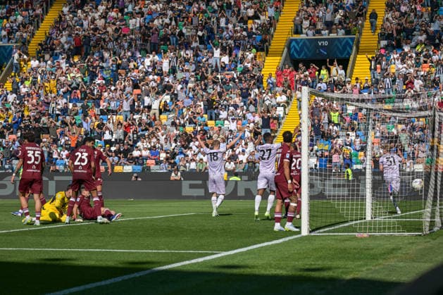 CALCIO - Serie A - Udinese Calcio vs Torino FC Udinese s Thomas Kristensen scores a goal during Udinese Calcio vs Torino FC, Italian soccer Serie A match in Udine, Italy, May 02 2026 Udine Italy  Copyright: xIPAxSport ABACAx