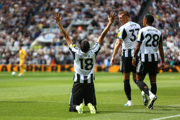 St James Park NEWCASTLE UPON TYNE, ENGLAND, MAY 2: William Osula of Newcastle United celebrates scoring the opening goal during a Premier League 2025-26 match between Newcastle United and Brighton & Hove Albion at St James Park on May 2, 2026 in Newcastle Upon Tyne, England. (Photo by Zach Forster Sports Press Photo) (Zach Forster Sports Press Photo SPP) Copyright: xZachxForster SportsxPressxPhotox xSPPx spp-en-ZaFoPrPh-spp26_zachf_0205_174