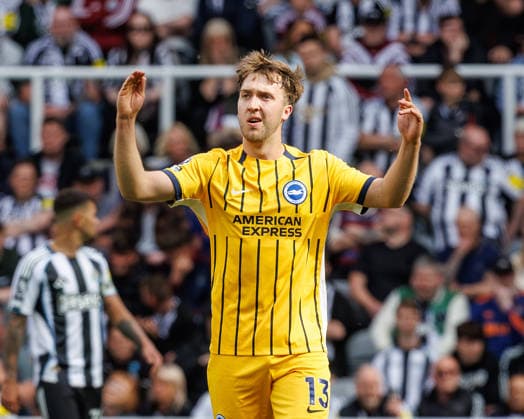 2nd May 2026; St James Park, Newcastle, England; Premier League Football, Newcastle United versus Brighton and Hove Albion; Jack Hinshelwood of Brighton celebrates scoring in the 61st minute to make it 2-1 WMxSportsxMedia