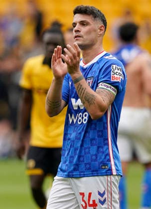 Wolverhampton, England, 2nd May 2026. Granit Xhaka of Sunderland at the final whistle during the Wolverhampton Wanderers vs Sunderland Premier League match at Molineux, Wolverhampton. Picture credit should read: Andrew Yates Sportimage EDITORIAL USE ONLY. No use with unauthorised audio, video, data, fixture lists, club league logos or live services. Online in-match use limited to 120 images, no video emulation. No use in betting, games or single club league player publications. SPI_031_AY_WOLVES_SUNDERLAND SPI-4772-0030
