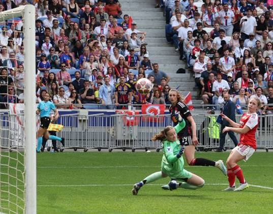 Demie finale retour UEFA OL Arsenal PHOTOPQR LE PROGRES Richard MOUILLAUD - Décines-Charpieu 02 05 2026 - Demie finale retour UEFA OL Arsenal -Demie finale retour UEFA OL Arsenal Le but de la qualification marqué par Jule Brand Décines-Charpieu Rhône Rhône-Alpes France  Copyright: xPHOTOPQR LExPROGRES MAXPPPxRichardxMOUILLAUDx 20260502LPL9521 20260502LPL9521