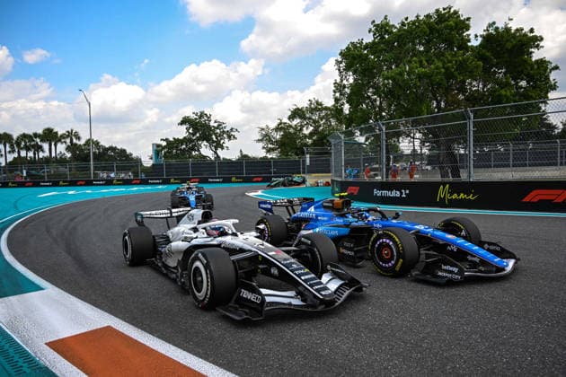 F1 - MIAMI GRAND PRIX 2026 11 PEREZ Sergio (mex), Cadillac F1 Team MAC-26, and 55 SAINZ Carlos (spa), Williams Racing FW48, action during the Formula 1 Miami Grand Prix 2026, 4th round of the 2026 Formula One World Championship, WM, Weltmeisterschaft from May 1 to 3, 2026 on the Miami International Autodrome, in Miami Gardens, USA - Miami GardensUnited States Copyright: xDPPIx