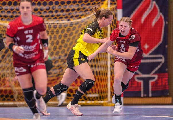 GER, Bensheim, HSG Bensheim Auerbach Flames vs Borussia Dortmund, Alsco Handball Bundesliga Frauen, Handball, DHB, Spielzeit 2025 2026, Weststadthalle Bensheim, Playoff Semifinal, 2 Spiel im Bild Nina Engel HSG Bensheim Auerbach Flames Frauen 6 , Jubel, Freude und Emotionen nach dem Tor DFB DFL REGULATIONS PROHIBIT ANY USE OF PHOTOGRAPHS AS IMAGE SEQUENCES AND OR QUASI VIDEO, 02 05 2026 Copyright: HMBxMedia HendrikxHamelau