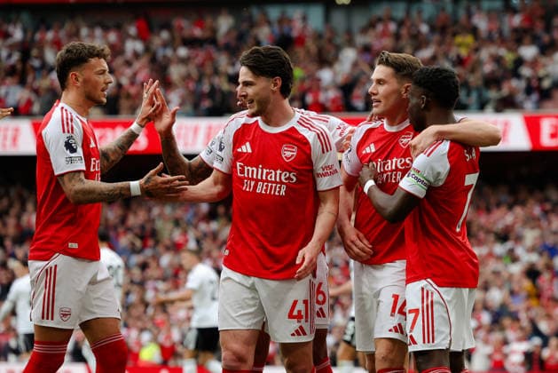 Premier League 2025 26 Arsenal v Fulham FC Emirates Stadium 02.05.2026 Viktor Gyökeres of Arsenal scores and celebrates 1-0 Premier League 2025 26 Arsenal v Fulham FC Emirates Stadium 02.05.2026 Photograph By Marc Aspland The Times  Copyright: xMarcxAsplandx NINTCHDBPICT001077815172