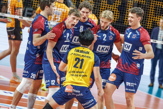 02 05 26, Berlin, Volleyball, Final, Matchday 2, Berlin Recycling Volleys SVG Lüneburg SVG Lüneburg celebrates after winning points Final, Matchday 2, Berlin Recycling Volleys SVG Lüneburg