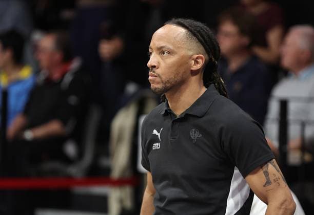 02 05 2026 Basketball Season 2025 2026 2 Bundesliga Pro A 34 Matchday Nuremberg Falcons Basketball Club NBC SBB Baskets Wolmirstedt Sportfoto Zink DaMa xdaxmax Tim Timothy James Black Assistant Coach Nuremberg Falcons BC NBC pensive