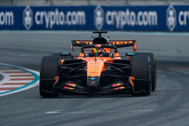 Australian Formula One driver Oscar Piastri of McLaren F1 Teamraces in the sprint race of the Formula One Miami Grand Prix at the Miami International Autodrome in Miami Gardens, Florida on Saturday, May 2, 2026.  MIA2026050263 GREGxNASH