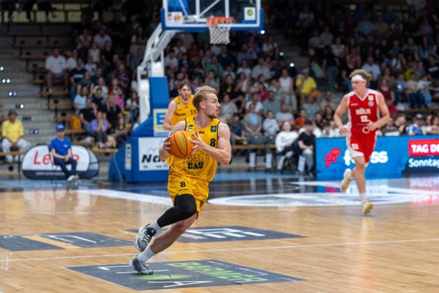 Lucas Mayer Bozic Estriche Knights Kirchheim, 08 GER, Bozic Estriche Knights Kirchheim vs RheinStars Koeln, BARMER 2 Basketball Bundesliga, 34 Matchday, Season 2025 2026, 02 05 2026 , GER, Bozic Estriche Knights Kirchheim vs RheinStars Koeln, BARMER 2 Basketball Bundesliga, 34 Matchday, Season 2025 2026, 02 05 2026 Goeppingen Copyright: xEibner-Pressefoto NinaxSanderx EP_NSR