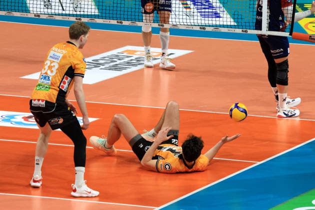 DEU, DVV, 1 VBL, BR Volleys vs SVG Lueneburg, 02 05 2026, Max Schmeling Halle, Berlin, DEU, DVV, 1 VBL, BR Volleys vs SVG Lueneburg, in the picture Jake Hanes BR Volleys 22 , Fedor Ivanov BR Volleys 33 nordphotoxGmbHx xEngler nph00076
