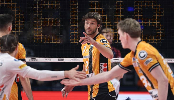 Matthew Knigge Action Upper Body Sport Volleyball Bundesliga Mens Play Off Final 2 Match Season 2025 2026 02 05 2026 BR Volleys Berlin BRV vs SVG Lüneburg