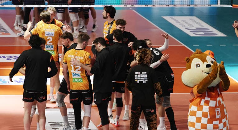 BR Volleys team celebrates after 3 1 victory Joy Emotion Cheers Sport Volleyball Bundesliga Men Play Off Final 2 Match Season 2025 2026 02 05 2026 BR Volleys Berlin BRV vs SVG Lüneburg