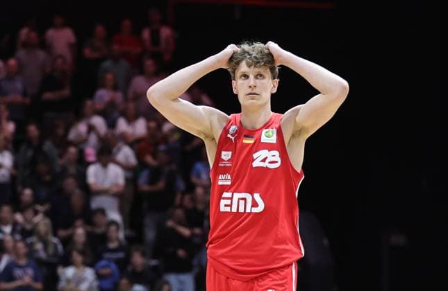 02 05 2026 Basketball Season 2025 2026 2 Bundesliga Pro A 34 Matchday Nuremberg Falcons Basketball Club NBC SBB Baskets Wolmirstedt Sportfoto Zink DaMa xdaxmax Tom Stoiber 28, Nuremberg Falcons BC NBC thoughtful disappointed disappointment
