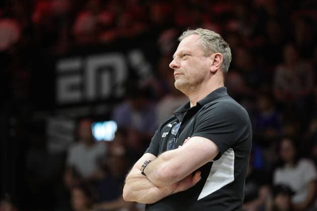 02 05 2026 Basketball Season 2025 2026 2 Bundesliga Pro A 34 Matchday Nuremberg Falcons Basketball Club NBC SBB Baskets Wolmirstedt Sportfoto Zink DaMa xdaxmax Ralph Junge Coach Headcoach Nuremberg Falcons BC NBC pensive