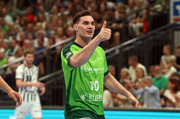 02 05 2026, xovx, Handball Daikin Handball Bundesliga, HSG Wetzlar THW Kiel Jubel be Josip Simic HSG Wetzlar Wetzlar Buderus Arena Hessen Germany EN