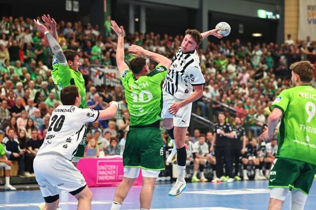Goal throw by Rasmus Ankermann THW Kiel, 22 GER, HSG Wetzlar vs THW Kiel, Handball, 1 Bundesliga, Matchday 30, Season 2025 2026, 02 05 2026 GER, HSG Wetzlar vs THW Kiel, Handball, 1 Bundesliga, Matchday 30, Season 2025 2026, 02 05 2026 Wetzlar Copyright: xEibner-Pressefoto RenexWeissx EP_RWS