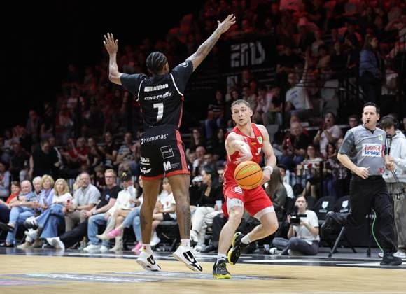 02 05 2026 Basketball Season 2025 2026 2 Bundesliga Pro A 34 Matchday Nuremberg Falcons Basketball Club NBC SBB Baskets Wolmirstedt Sportfoto Zink DaMa xdaxmax Daivien Latrell Williamson 7, SBB Baskets Wolmirstedt Vincent John Friederici 30, Nuremberg Falcons BC NBC
