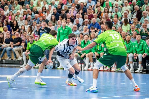 Handball Bundesliga HSG Wetzlar THW Kiel, 02 05 26 Rasmus Ankermann THW Kiel, 22 , Jona Schoch HSG Wetzlar, 22 , Philipp Ahouansou HSG Wetzlar, 19 Handball Bundesliga HSG Wetzlar THW Kiel Wetzlar, 02 05 26 Copyright: xBEAUTIFULxSPORTS Roeczeyx