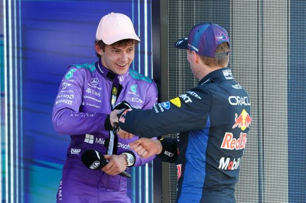 Winner of Qualifying, Pole Position, Kimi Antonelli Mercedes AMG Petronas 12 and Max Verstappen Oracle Red Bull Racing 3 with the 2nd starting position at the race, Grand Prix of Miami, Motorsport, Men, Formula 1, Qualifying, 02 05 2026 Miami Florida USA Copyright: xkolbert-press ChristianxKolbertx