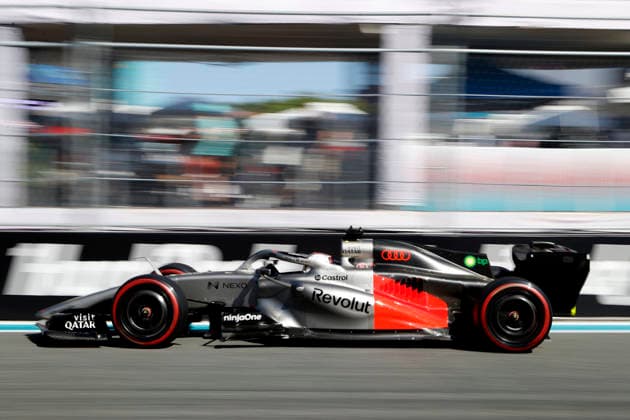 RECORD DATE NOT STATED 2nd May 2026; Miami International Autodrome, Miami, Florida, United States of America; 2026 FIA Formula 1 Miami Grand Prix; Qualifying; Nico Hulkenberg (27) of Germany and Audi Revolut F1 Team races into turn 12 JeffxRobinson