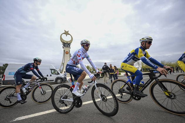 61st Presidential Cycling Tour of Turkiye ANKARA, TURKIYE - MAY 3: Cyclists warm up ahead of the eighth stage of the Presidential Cycling Tour of Turkiye 2026 (TUR 2026) on the Ankara-Ankara route in Ankara, Turkiye, on May 3, 2026. The race, held for the 61st time, is included in the Union Cycliste Internationale (UCI) Europe Tour calendar and is Turkiye’s only event in the ProSeries category. Utku Ucrak Anadolu Ankara Turkey. Editorial use only. Please get in touch for any other usage.  Copyright: x2026xAnadoluxUtkuxUcrakx