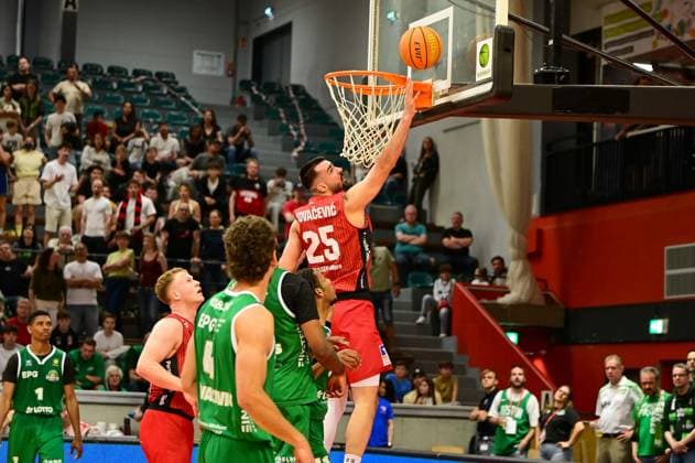Viktor Kovacevic 2 Bundesliga Pro A, 34 Matchday, 46ers, Basketball, Basketball season 2025 2026, BBL, Germany, Giessen 46ers EPG Baskets Koblenz, Giessen in red,Koblenz in green, Men, Men