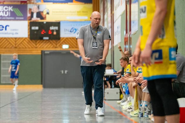 Handball I Men I Season 2025 2026 I 3 League I 29 Matchday I TV Bittenfeld 2 SG Pforzheim Eutingen I 02 05 2026 Alexander Lipps Coach, SG Pforzheim dissatisfied Waiblingen Community Hall Bittenfeld Baden Württemberg Germany Copyright: xLobeca MaxxPetershansx