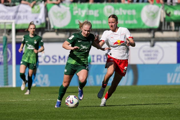 02 05 2026, xgrfx, Soccer Google Pixel Women Bundesliga, VfL Wolfsburg RB Leipzig v l Thea Bjelde VfL Wolfsburg , Victoria Krug RB Leipzig DFL DFB REGULATIONS PROHIBIT ANY USE OF PHOTOGRAPHS as IMAGE SEQUENCES and or QUASI VIDEO Wolfsburg