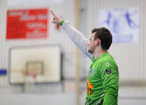 Germany Kelkheim Münster 02 05 2026 Handball Hessen 3 Liga Staffel Süd West Herren 2025 2026 27 Matchday TSG Münster blue HLZ Friesenheim Hochdorf II gray v l Fin Welkenbach TSG MÜNSTER Nr 23 Sport TSG Münster HLZ Friesenheim Hochdorf II