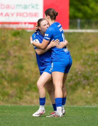 03 05 2026, Waldstadion, Meppen, GER, 2 Bundesliga, Women SV Meppen vs FC Ingolstadt, 1 0 Goalscorer Marleen Kropp SV Meppen 9 happy with Anouk Blaschka SV Meppen 10 DFL REGULATIONS PROHIBIT ANY USE OF PHOTOGRAPHS AS IMAGE SEQUENCES AND OR QUASI VIDEO Meppen Lower Saxony Germany Waldstadion