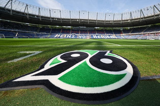 2 Bundesliga Hannover 96 SC Preußen Münster on 03 05 2026 in the Heinz von Heiden Arena in Hannover Hannover 96 logo carpet feature, symbol, symbolic photo, characteristic, detail MH