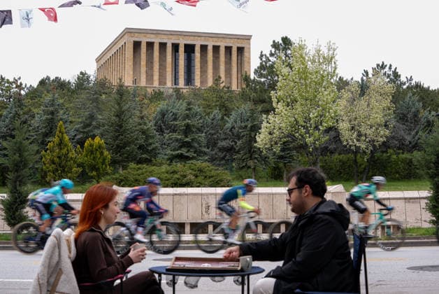 61st Presidential Cycling Tour of Turkiye ANKARA, TURKIYE - MAY 3: Cyclists pass by Anitkabir, the mausoleum of Turkish Republic s Founder Mustafa Kemal Ataturk, during the eighth stage of the Presidential Cycling Tour of Turkiye 2026 (TUR 2026) on the Ankara-Ankara route in Ankara, Turkiye, on May 3, 2026. The race, held for the 61st time, is included in the Union Cycliste Internationale (UCI) Europe Tour calendar and is Turkiye’s only event in the ProSeries category. Arman Onal Anadolu Ankara Turkey. Editorial use only. Please get in touch for any other usage.  Copyright: x2026xAnadoluxArmanxOnalx