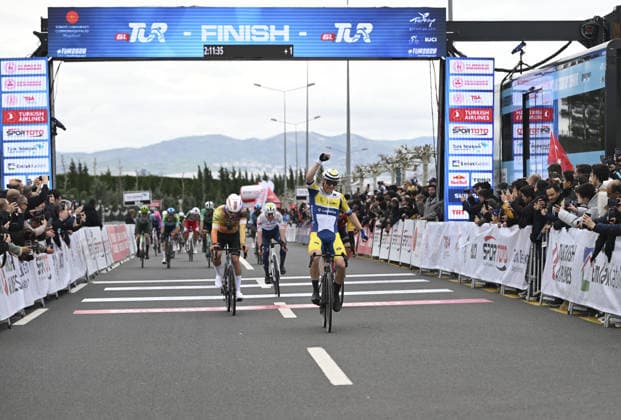 61st Presidential Cycling Tour of Turkiye ANKARA, TURKIYE - MAY 3: Australian athlete Sebastian Berwick celebrates after winning the eighth stage of the Presidential Cycling Tour of Turkiye 2026 (TUR 2026) on the Ankara-Ankara route in Ankara, Turkiye, on May 3, 2026. The race, held for the 61st time, is included in the Union Cycliste Internationale (UCI) Europe Tour calendar and is Turkiye’s only event in the ProSeries category. Utku Ucrak Anadolu Ankara Turkey. Editorial use only. Please get in touch for any other usage.  Copyright: x2026xAnadoluxUtkuxUcrakx