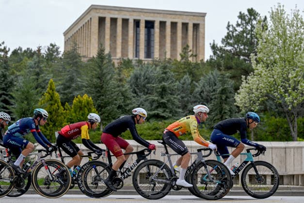 61st Presidential Cycling Tour of Turkiye ANKARA, TURKIYE - MAY 3: Cyclists pass by Anitkabir, the mausoleum of Turkish Republic s Founder Mustafa Kemal Ataturk, during the eighth stage of the Presidential Cycling Tour of Turkiye 2026 (TUR 2026) on the Ankara-Ankara route in Ankara, Turkiye, on May 3, 2026. The race, held for the 61st time, is included in the Union Cycliste Internationale (UCI) Europe Tour calendar and is Turkiye’s only event in the ProSeries category. Rasit Aydogan Anadolu Ankara Turkey. Editorial use only. Please get in touch for any other usage.  Copyright: x2026xAnadoluxRasitxAydoganx