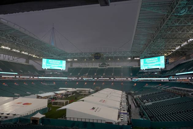 Formula 1 Crypto com Miami Grand Prix 2026 03 05 2026, Miami International Autodrome, Miami, Formula 1 Crypto com Miami Grand Prix 2026 ,in the picture thunderstorm over the race track of Miami nordphotoxGmbHx xBratic nph00250