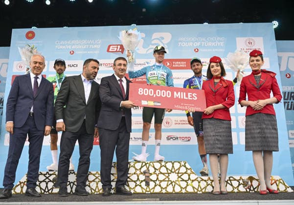 61st Presidential Cycling Tour of Turkiye ANKARA, TURKIYE - MAY 3: Turkish Vice President Cevdet Yilmaz (3rd L) presents awards to the athletes who ranked in the eighth stage of the Presidential Cycling Tour of Turkiye 2026 (TUR 2026) on the Ankara-Ankara route in Ankara, Turkiye, on May 3, 2026. The race, held for the 61st time, is included in the Union Cycliste Internationale (UCI) Europe Tour calendar and is Turkiye’s only event in the ProSeries category. Utku Ucrak Anadolu Ankara Turkey. Editorial use only. Please get in touch for any other usage.  Copyright: x2026xAnadoluxUtkuxUcrakx