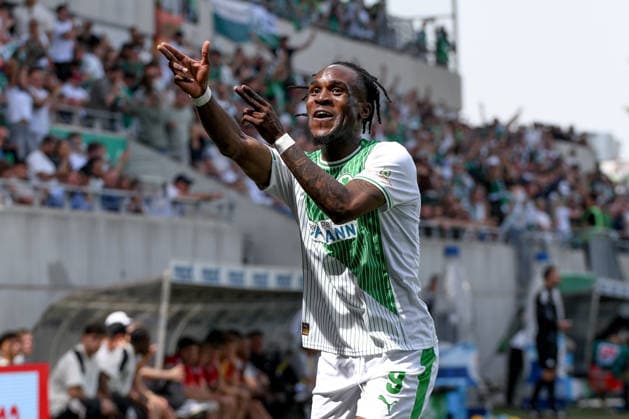 276. Frankenderby: SpVgg Greuther Fuerth vs. 1.FC Nürnberg Football, 2nd Bundesliga 276. Frankenderby: SpVgg Greuther Fuerth vs. 1.FC Nürnberg 3 May 2026 Sportpark Ronhof Thomas Sommer, Fuerth, Germany Image: Noel Futkeu (Fürth) scores the 1:0 in the 17th minute celebrates with his teammates. DFL regulations prohibit any use of photographs as image sequences and or quasi-video Copyright: xPresseFotoxEvansx xRyanxEvansx