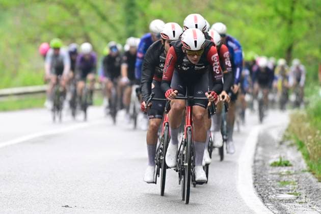 Lotto Famenne Ardenne Classic 2026 Cycling Race MARCHE-EN-FAMENNE, BELGIUM - MAY 03 : a rider of team Lotto Intermarche leading the peloton during the 8th edition of Lotto Famenne Ardenne Classic an UCI Class 1.1 one day cycling road race for Men Elite of km with start in Marche-en-Famenne and finish in Marche-en-Famenne on May 3, 2026 in Marche-en-Famenne, Belgium, 03 05 2026 ( Motordriver Guy De Vuyst - Marche-en-Famenne Belgium  Copyright: xJanxDexMeuleneirx