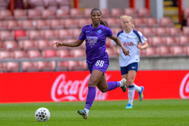 LONDON , ENGLAND MAY 03 - Grace Geyoro of London City Lionesses on the ball during the Barclays Women s Super League game between Tottenham Hotspur and London City Lionesses at BetWright Stadium on May 03, 2026 in London , England . (Photo by Keeran Marquis) Copyright: xKeeranxMarquis KDMP SPPx Sportspressphoto_SPR140632