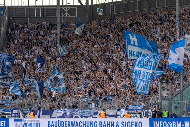 Germany 2 Bundesliga, 32 Matchday, 03 05 2026, Season 2025 2026,1 FC Magdeburg vs Hertha BSC, Avnet Arena Fanblock of Hertha BSC Copyright: xMichellexLukax