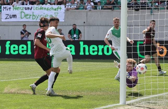 03 05 2026 Soccer Season 2025 2026 2 Soccer Bundesliga 32 Matchday SpVgg Greuther Fürth Kleeblatt 1 FC Nürnberg FCN Club Derby Frankenderby Sportfoto Zink DaMa xdaxmax DFL regulations prohibit any use of photographs as image sequences and or quasi video only for editorial use Tor Treffer Torschuß zum 1 1 Torschütze Fabio Gruber 4, 1 FC Nürnberg FCN