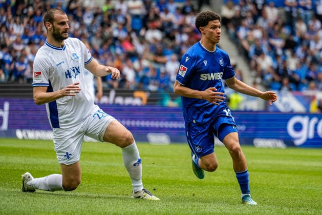 03 05 2026, xdaymx, Soccer 2 Bundesliga, Karlsruher SC SV Darmstadt 98 Aleksander Vukotic SV Darmstadt 98 and Louey Ben Farhat Karlsruher SC DFL DFB REGULATIONS PROHIBIT ANY USE OF PHOTOGRAPHS as IMAGE SEQUENCES and or QUASI VIDEO Karlsruhe