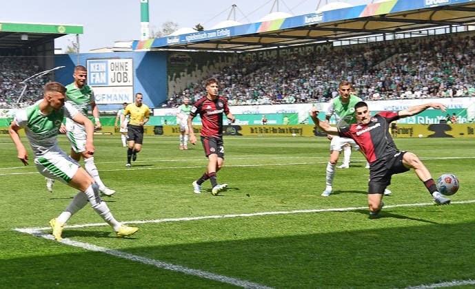 03 05 2026, xhbx, Soccer 2 Bundesliga, SpVgg Greuther Fuerth 1 FC Nürnberg v l Felix Higl Spvgg Greuther Fuerth DFL DFB REGULATIONS PROHIBIT ANY USE OF PHOTOGRAPHS as IMAGE SEQUENCES and or QUASI VIDEO Fuerth