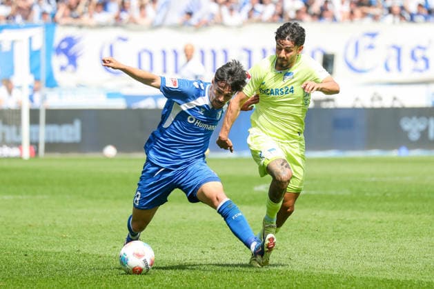 03 05 2026, xgox, Soccer 2 Bundesliga 1 FC Magdeburg Hertha BSC Berlin emspor, v l Laurin Ulrich Magdeburg, 8 , Kevin Sessa Hertha, 8 duel, fight, tackle DFL DFB REGULATIONS PROHIBIT ANY USE OF PHOTOGRAPHS as IMAGE SEQUENCES and or QUASI VIDEO Magdeburg