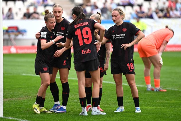 Goal celebration Kristin Kögel Google Pixel Women Bundesliga SGS Essen Bayer Leverkusen 03 05 2026 Goal celebration Kristin Kögel Bayer Leverkusen , Google Pixel Women Bundesliga, 24 Matchday, SGS Essen vs Bayer Leverkusen on 03 May 2026 at Stadion an der Hafenstraße, Essen