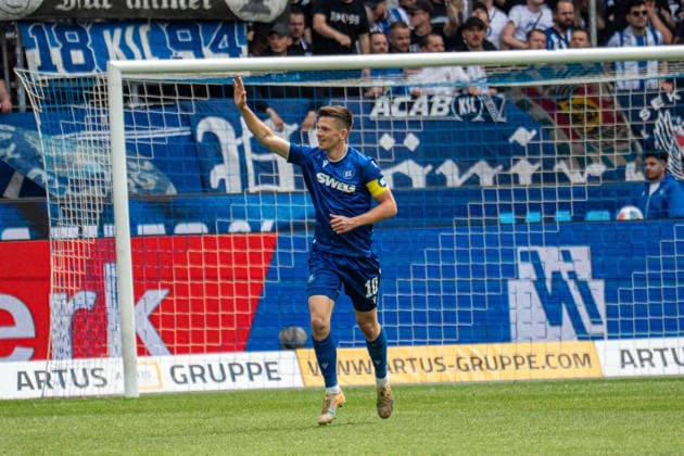03 05 2026, xdaymx, Soccer 2 Bundesliga, Karlsruher SC SV Darmstadt 98 Goal celebration of Marvin Wanitzek Karlsruher SC after his opening goal DFL DFB REGULATIONS PROHIBIT ANY USE OF PHOTOGRAPHS as IMAGE SEQUENCES and or QUASI VIDEO Karlsruhe
