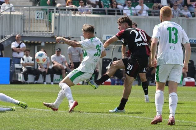 03 05 2026 Soccer Season 2025 2026 2 Soccer Bundesliga 32 Matchday SpVgg Greuther Fürth Kleeblatt 1 FC Nürnberg FCN Club Derby Frankenderby Sportfoto Zink DaMa xdaxmax DFL regulations prohibit any use of photographs as image sequences and or quasi video only for editorial use Javier Fernandez 20, 1 FC Nürnberg FCN with shot on goal