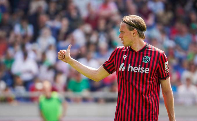 Germany Soccer 2 Bundesliga 2025 2026, Matchday 32 Hannover 96 vs Preußen Münster Heinz von Heiden Arena Stadion Hannover Mimic, facial expression, emotion Stefan Teitur ÖžorÃ°arson Stefan Teitur Thordarson Hannover 96, 23 Hannover Copyright: xAymanxAlahmedx