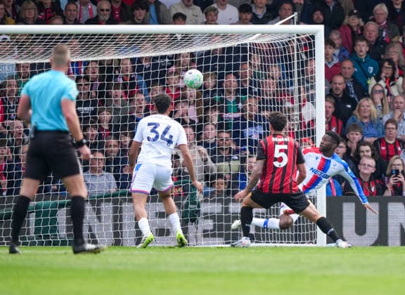 Bournemouth v Crystal Palace, Premier League, Football, Vitality Stadium, Bournemouth, UK - 03 May 2026 Own goal by Jefferson Lerma (R) of Crystal Palace as he sees the ball go into the back of the net. Bournemouth Vitality Stadium Bournemouth UK, UK NEWSPAPERS OUT Copyright: xSeanxRyanx